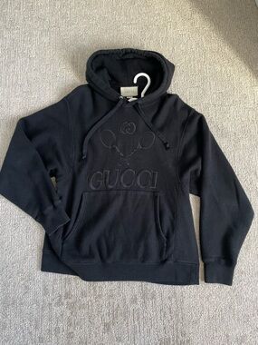 Gucci Black Embossed Logo Crewneck Hoodie